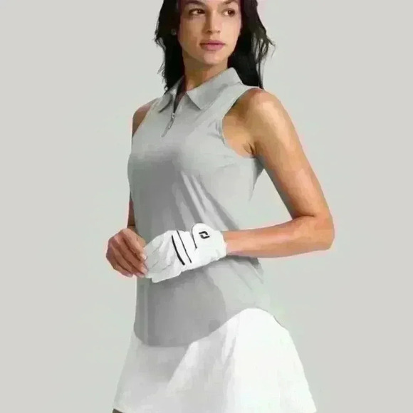 Womens Golf Shirt Sleeveless Zip Up Polo Shirts for Women Collared Lightweight - Picture 6 of 7